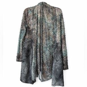 Mona Leah Couture cardigan kimono green black size L metallic burn out